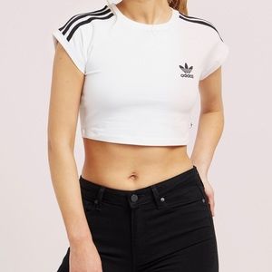 Adidas Originals Short Sleeve Crop Top In White
